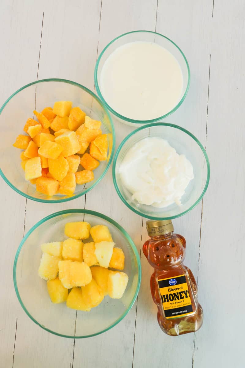 ingredients for mango pineapple smoothie