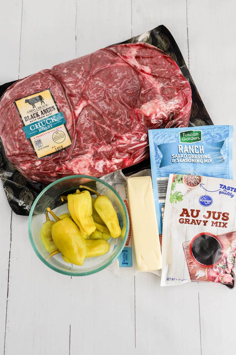 ingredients for Mississippi Pot roast recipe
