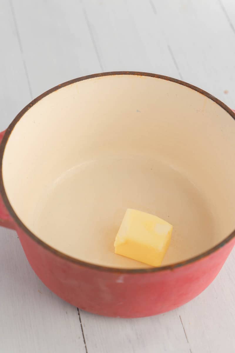 melting butter in pot for gravy