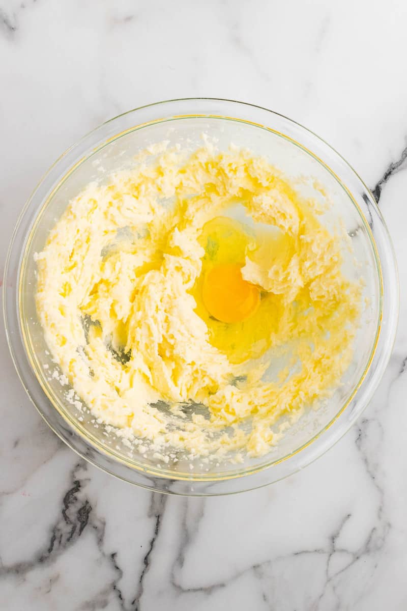 mixing the sugar butter and eggs together
