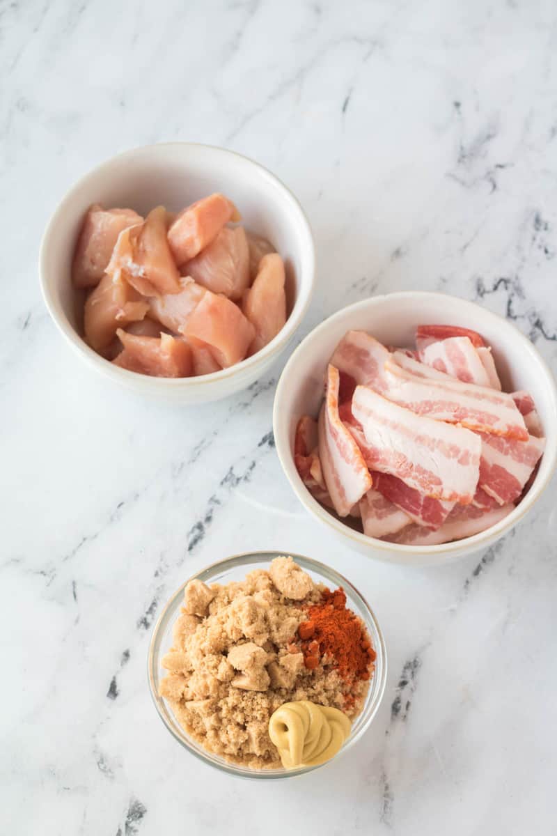 ingredients for bacon wrapped chicken bites