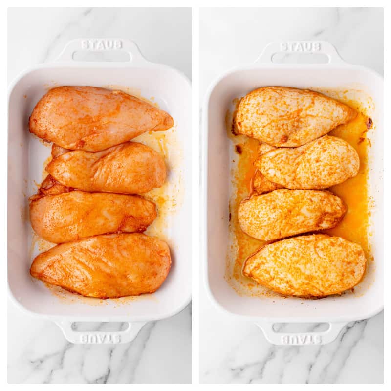 chicken breasts in baking dish