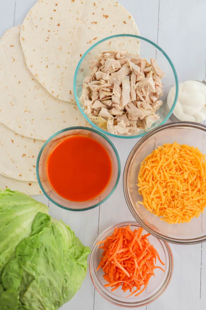 ingredients for Buffalo Chicken Wraps