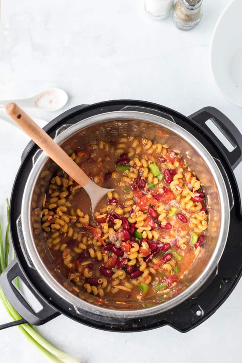 stirring the ingredients together in the instant pot