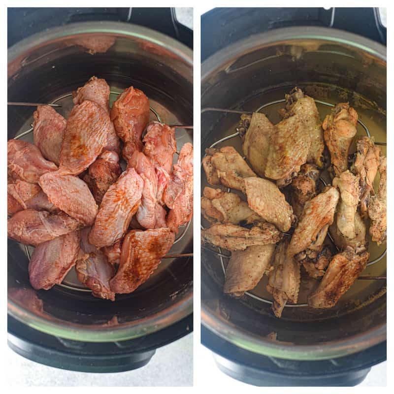 chicken wings in the instant pot being cooked