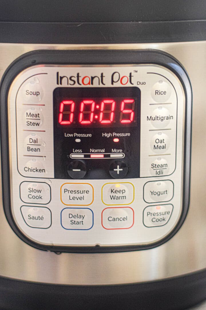 cooking in the instant pot for 5 minutes