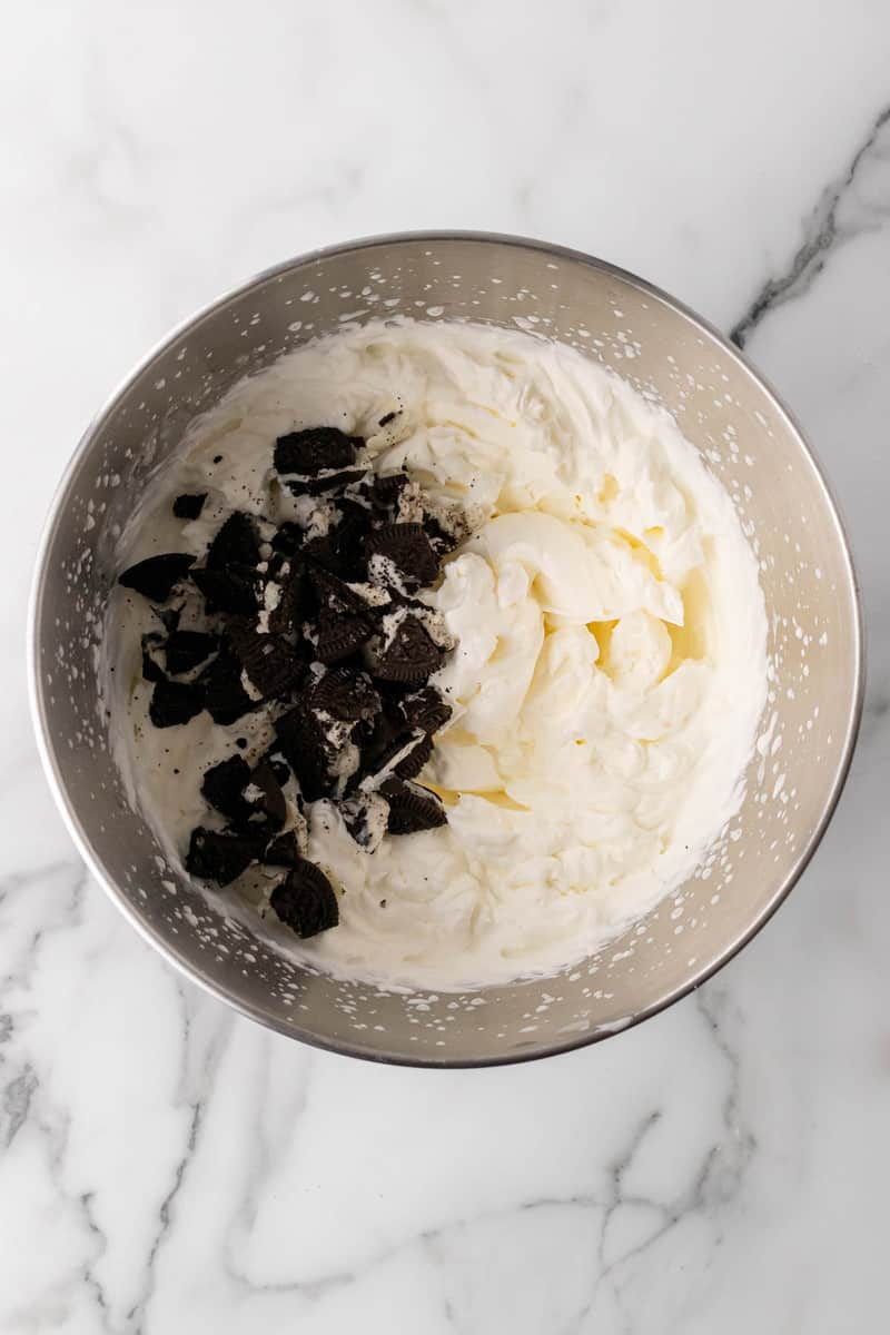 marshmallow fluff frosting mixed in with Oreos