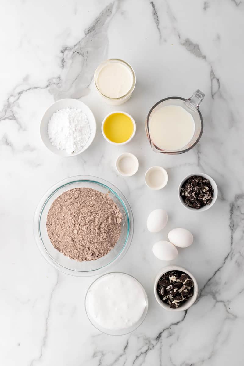 ingredients for Oreo poke cake