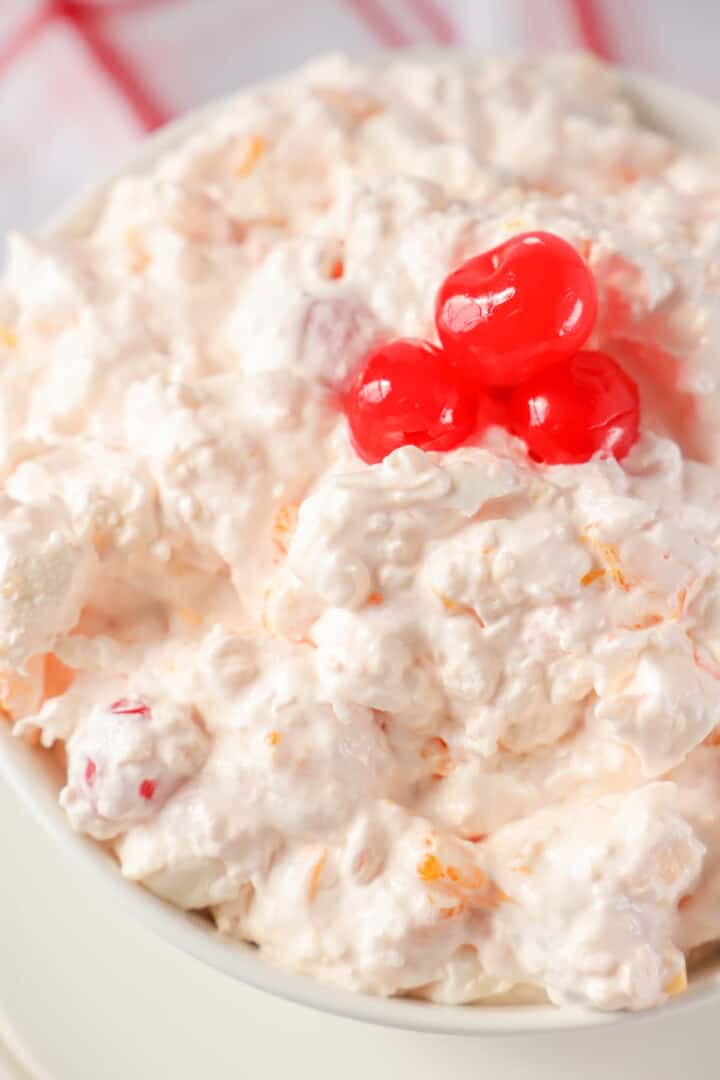 closeup of ambrosia in a white bowl