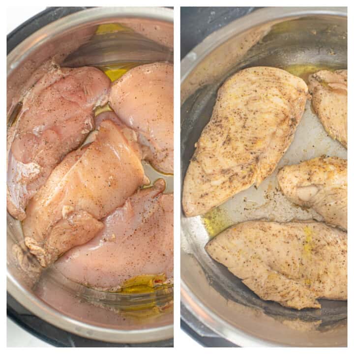 cooking the chicken breasts in the Saute function of the instant pot