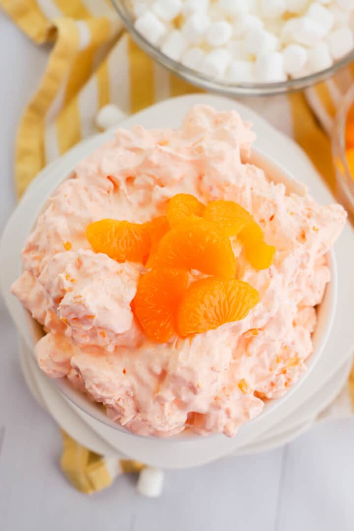 top down view of orange fluff