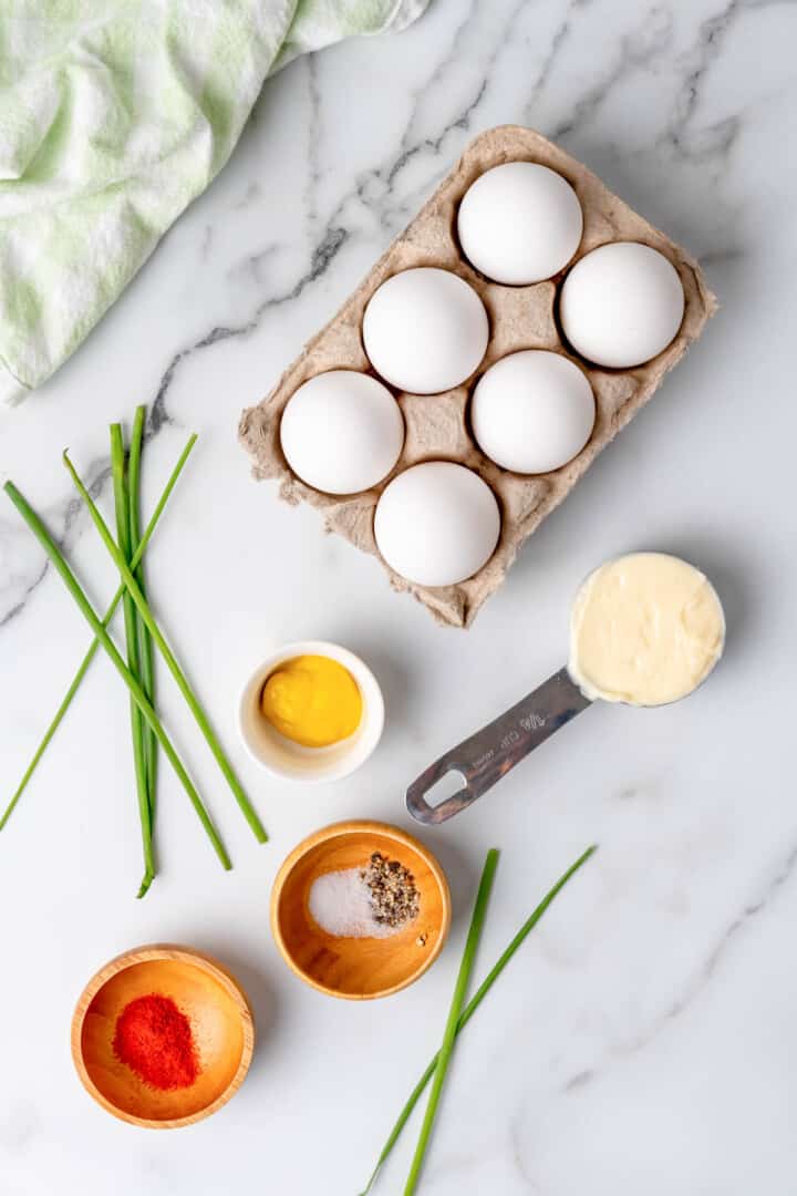 ingredients for deviled eggs.