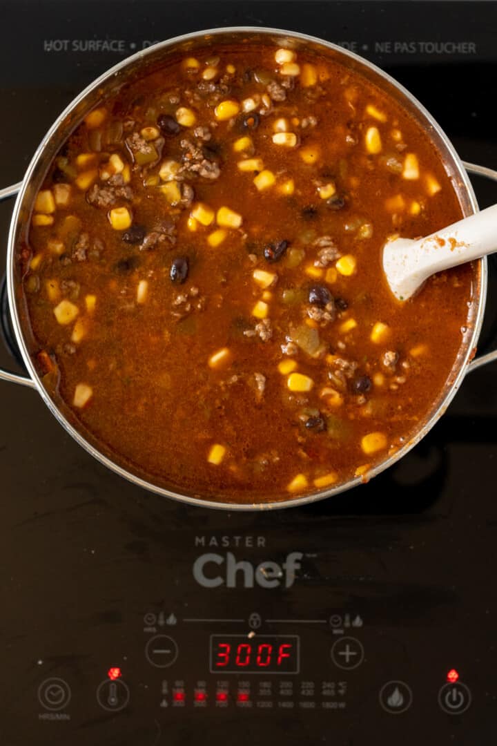 cooking taco soup in large pot