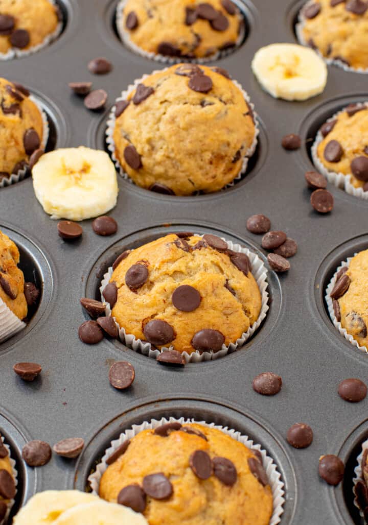closeup of muffins in muffin pan