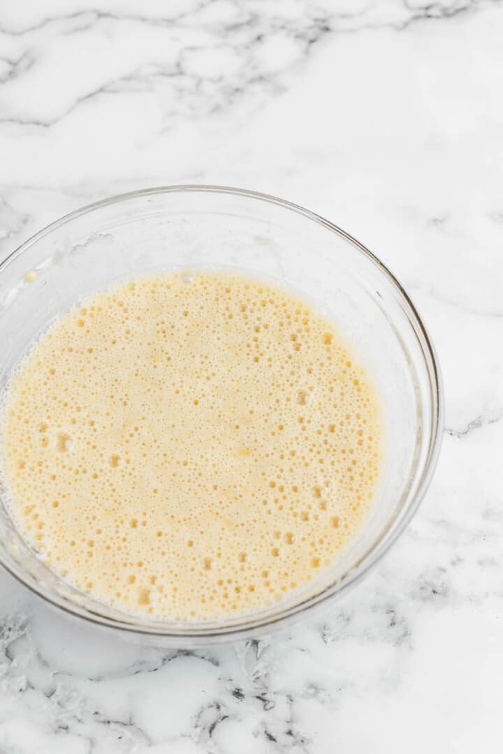 mixing up wet ingredients for the bread