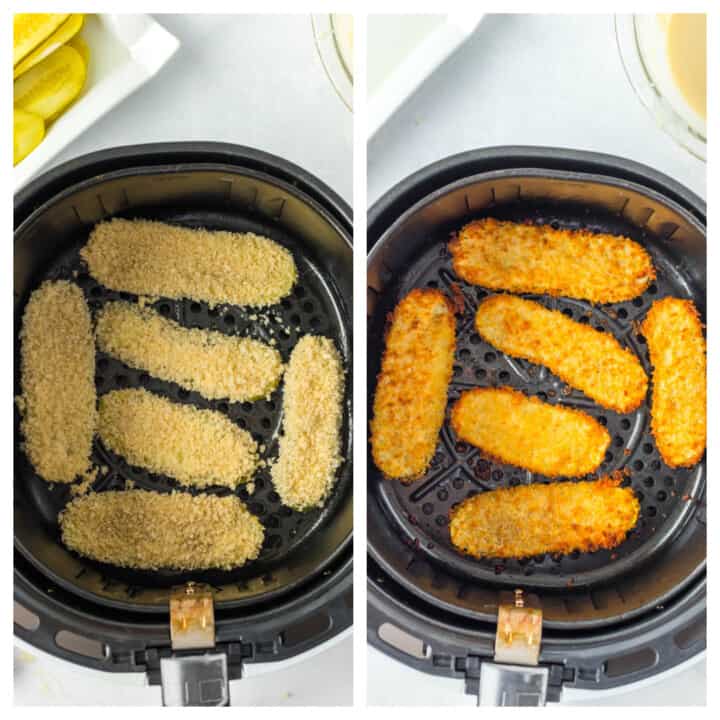 layering pickles in air fryer.