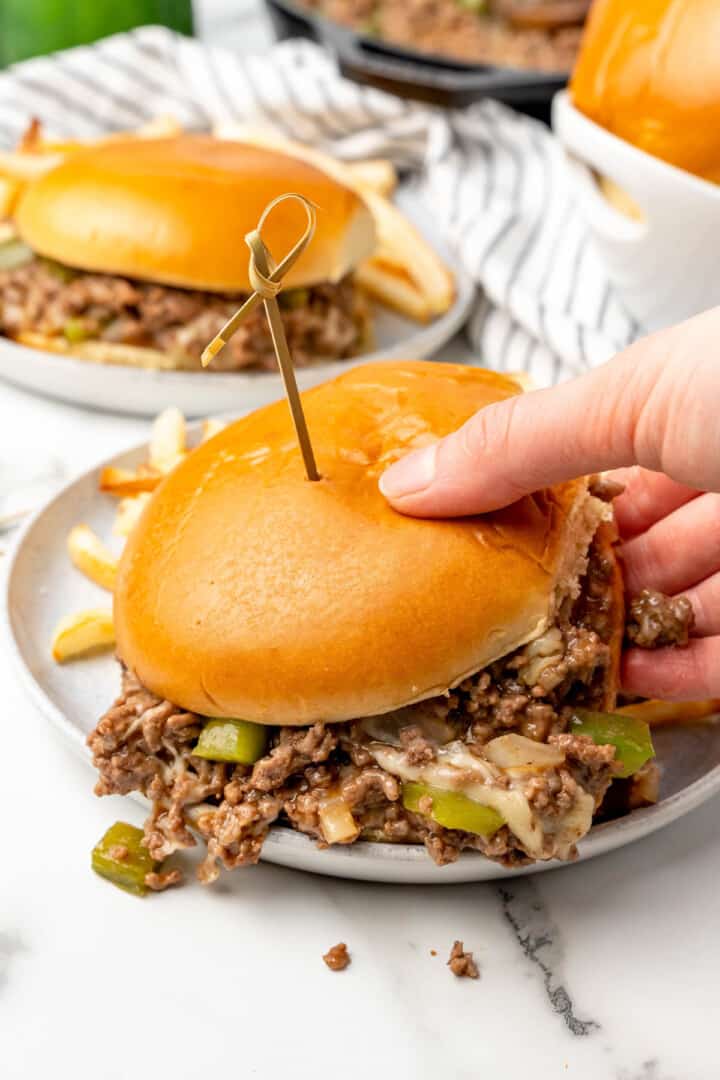 Vegetarian Philly Cheesesteak Sloppy Joe - My Eclectic Bites