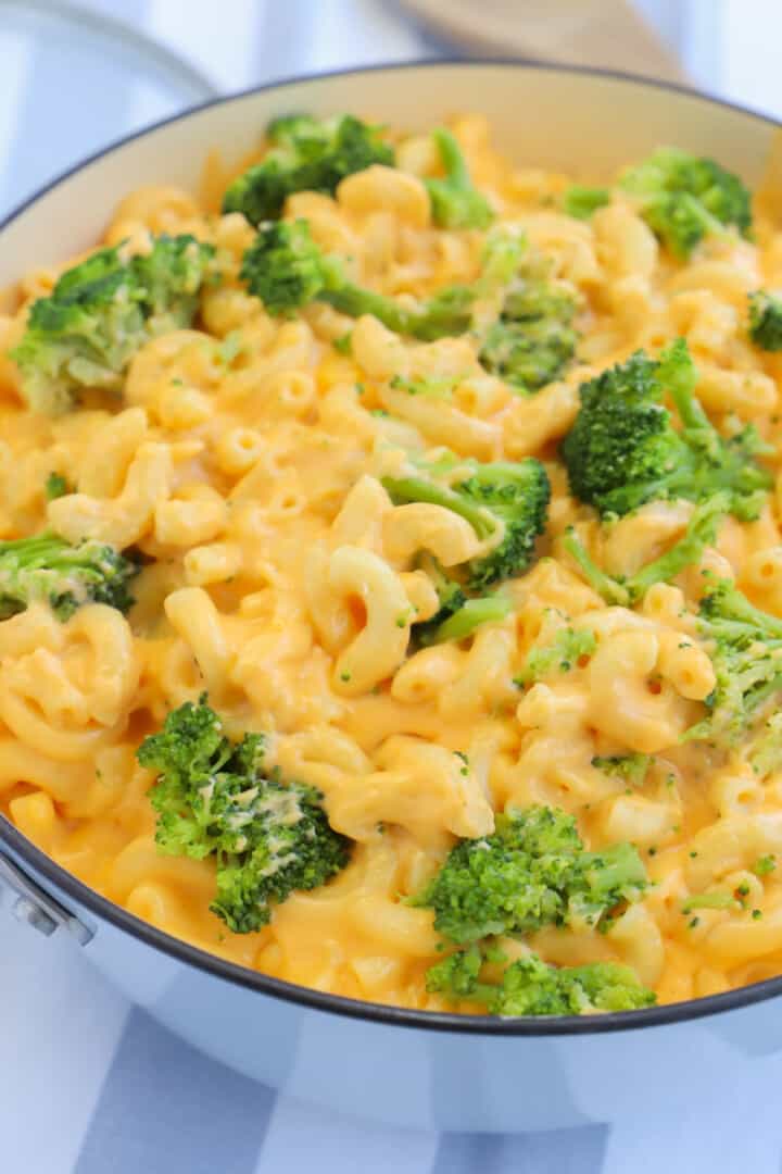 Broccoli Mac and Cheese in large pot.