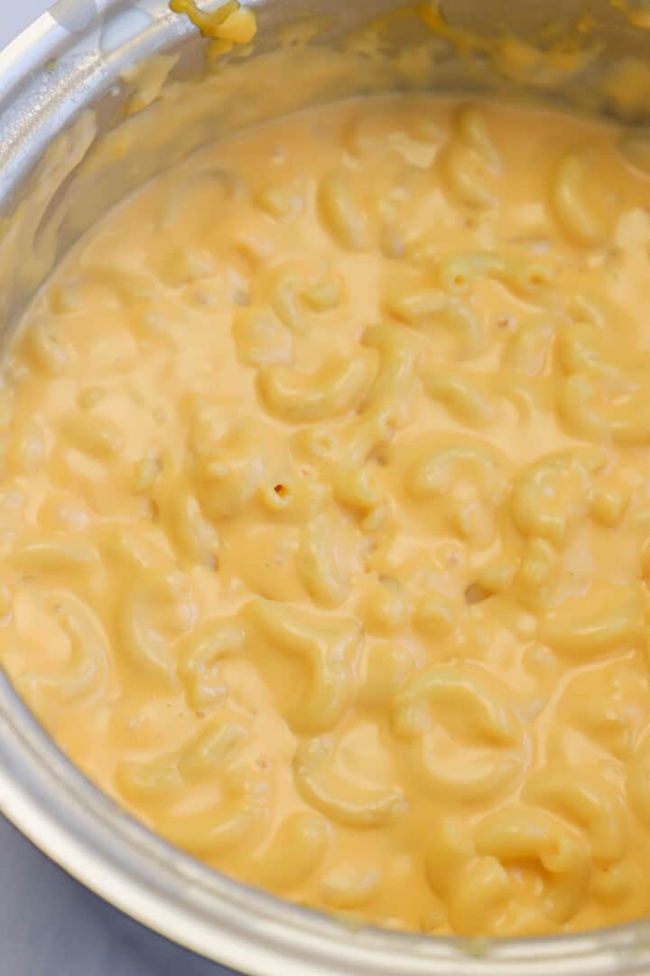 mac and cheese in large pot.