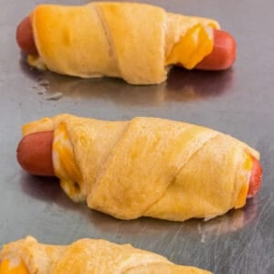 Cheesy Hot Dog Roll Ups recipe card