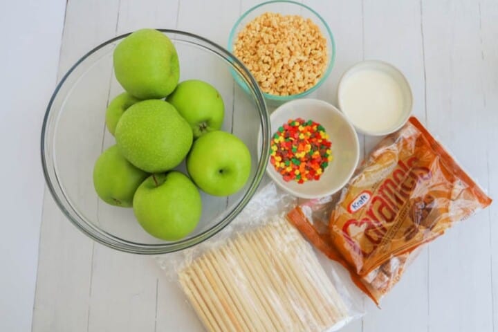 ingredients for caramel apples.