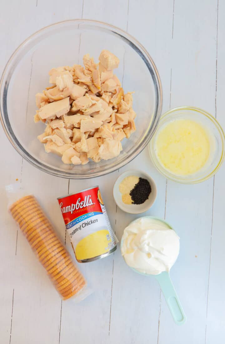 ingredients for the poppy seed chicken casserole.