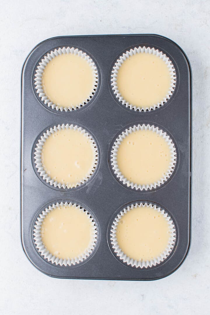 cupcakes in cupcake pan before baking.