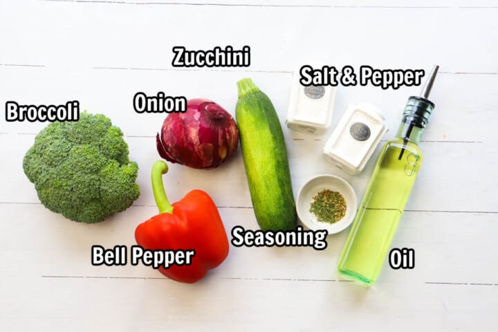 ingredients for air fryer vegetables.