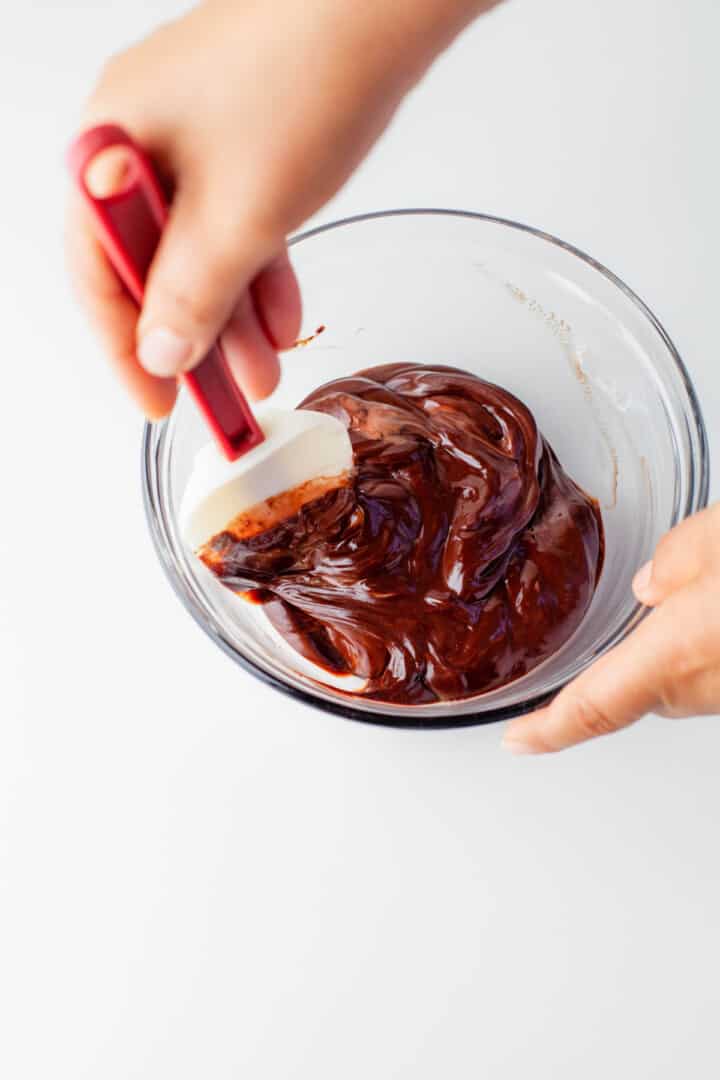 mixing ingredients for the ganache.