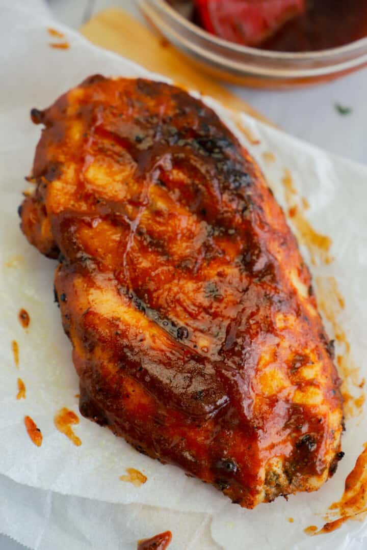 closeup of BBQ grilled chicken.