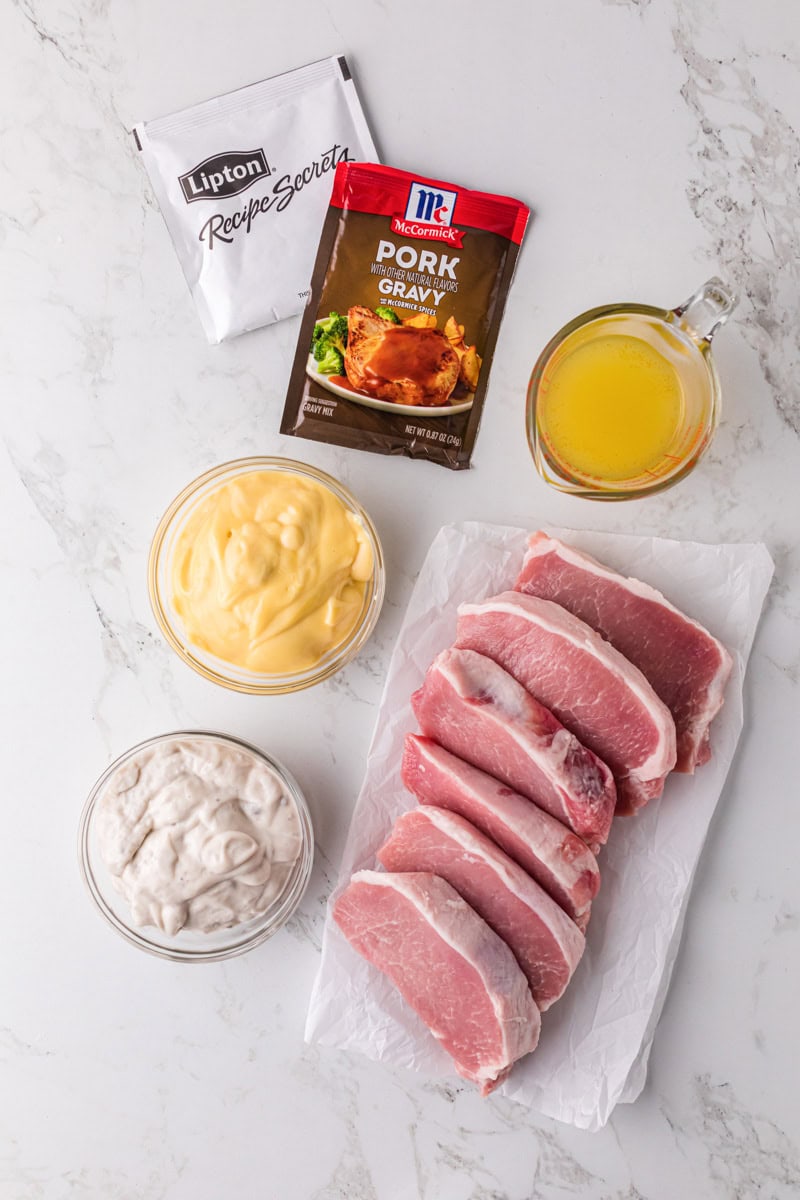 ingredients for the smothered pork chops.