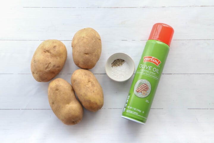 ingredients for air fryer baked potatoes.