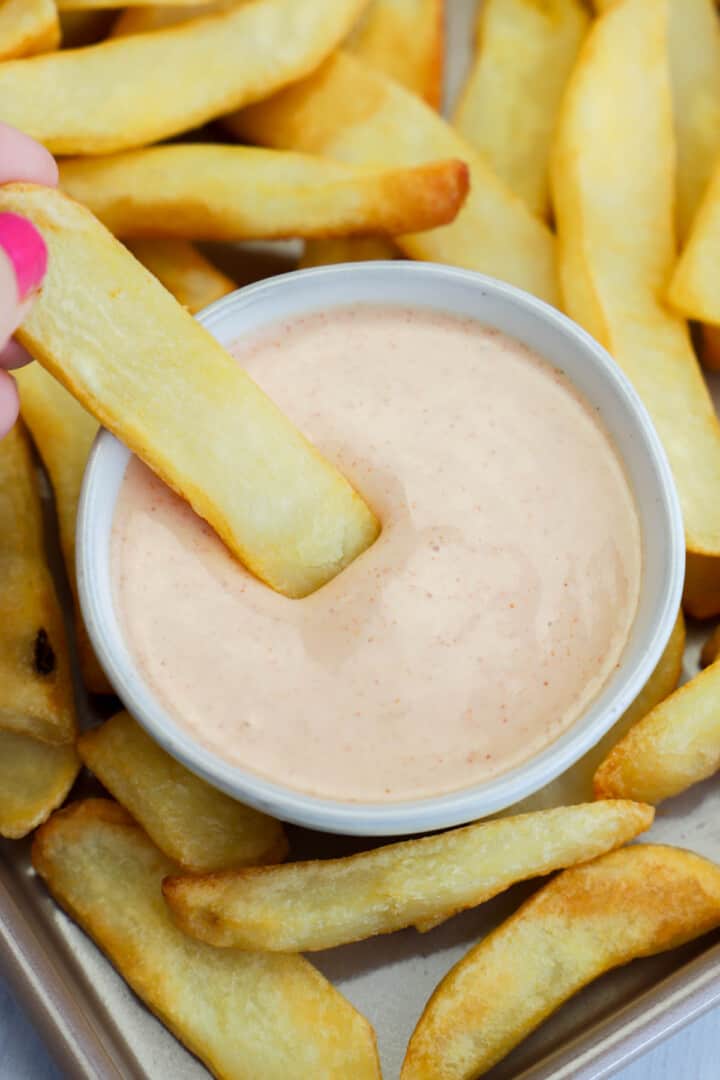 Fry Sauce in white bowl with French fries around it.