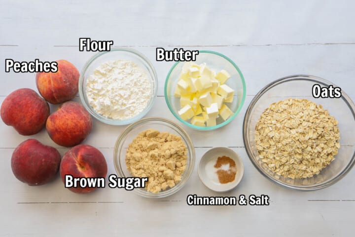 ingredients for peach crisp.