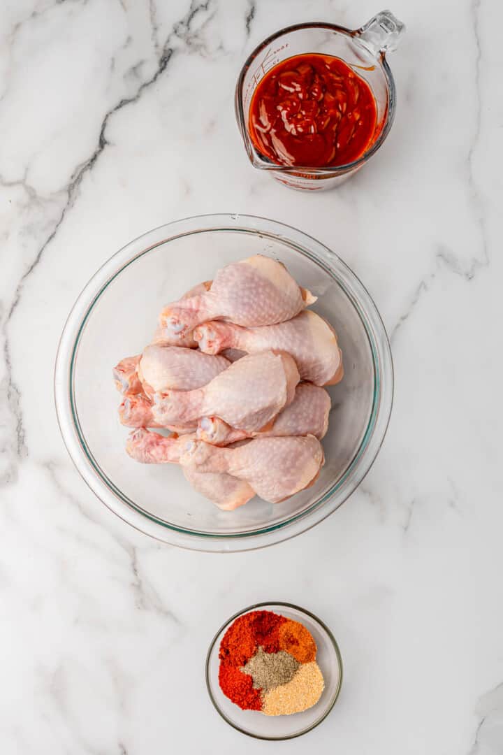 ingredients for baked BBQ drumsticks.