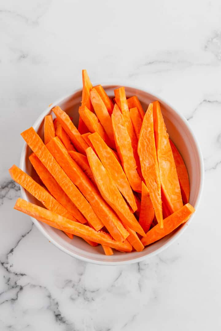 sweet potato cut into strips.