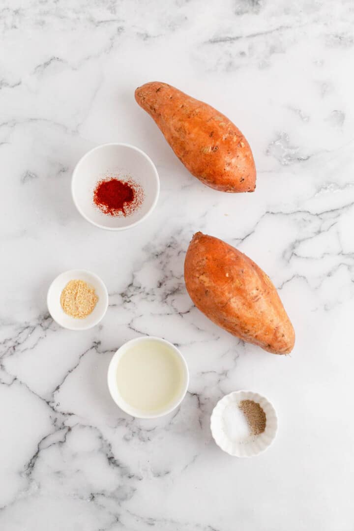 ingredients for air fryer sweet potato fries.