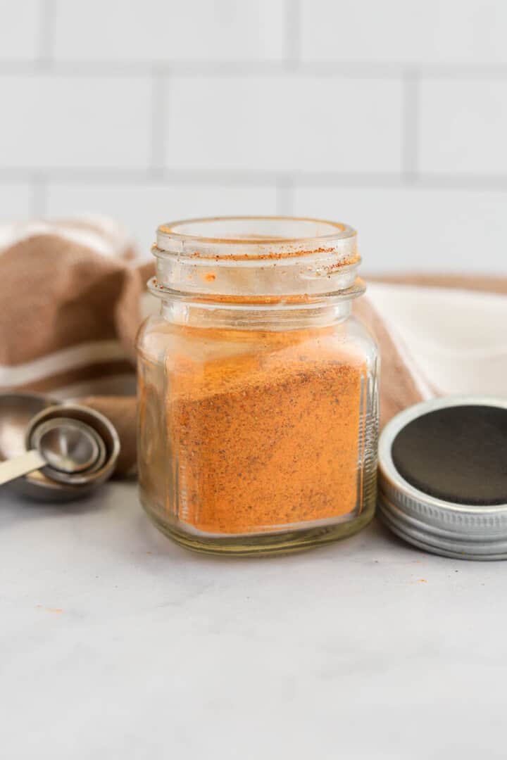 Chicken Taco Seasoning in small mason jar.