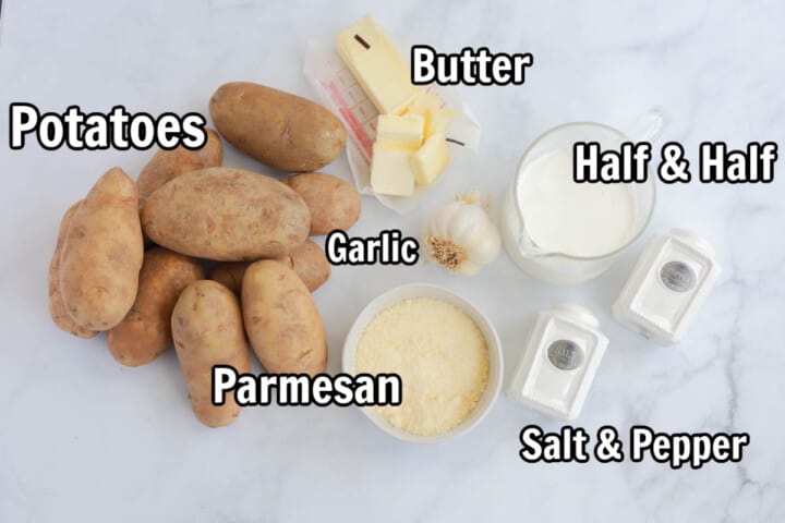 ingredients for garlic mashed potatoes.