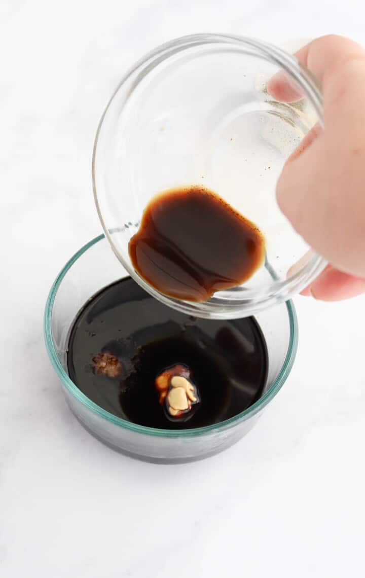 making the marinade in a glass bowl.