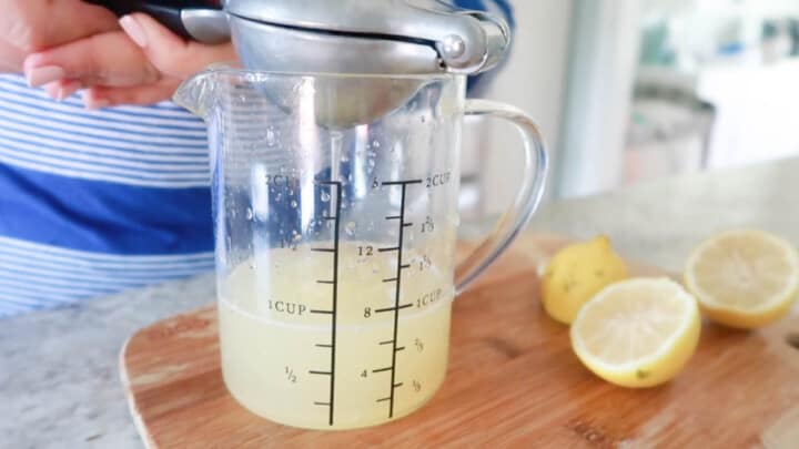 squeezing the lemon juice.
