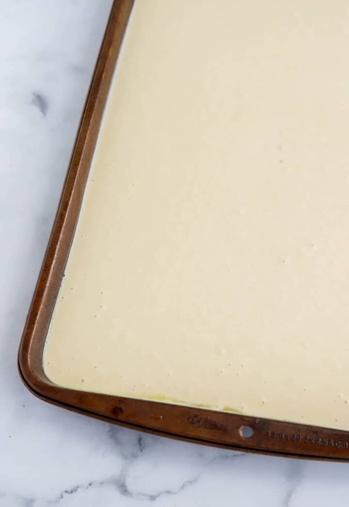 batter in the sheet pan for the pancakes.