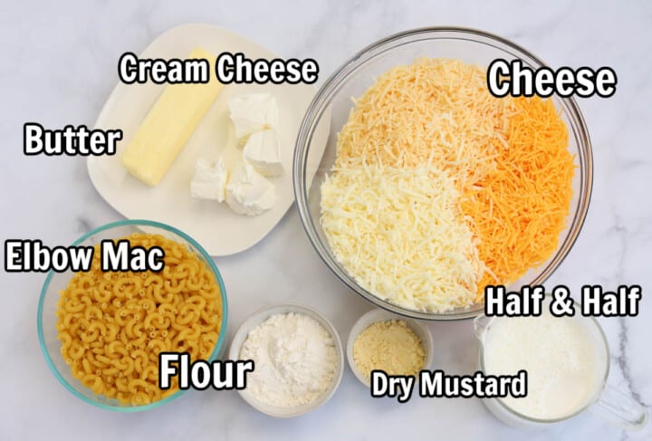 ingredients for smoked mac and cheese.