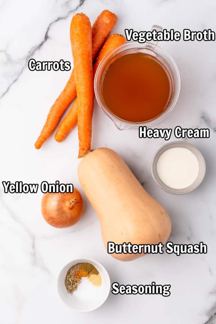 ingredients for butternut squash soup.