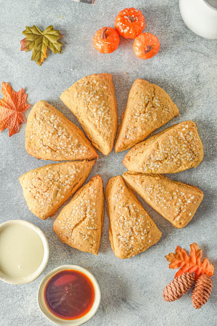 pumpkin scones arranged in a circle.
