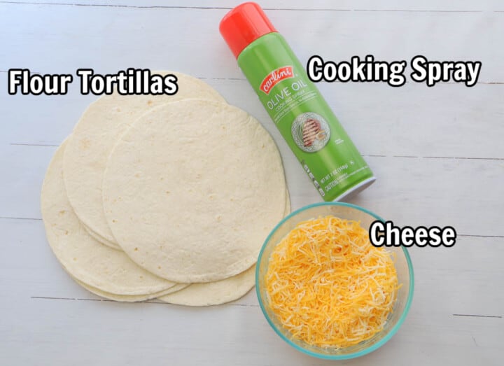 ingredients for air fryer quesadillas.