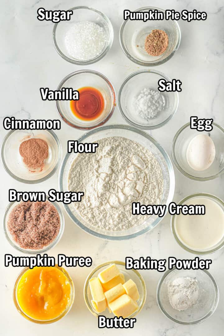 ingredients for pumpkin scones.