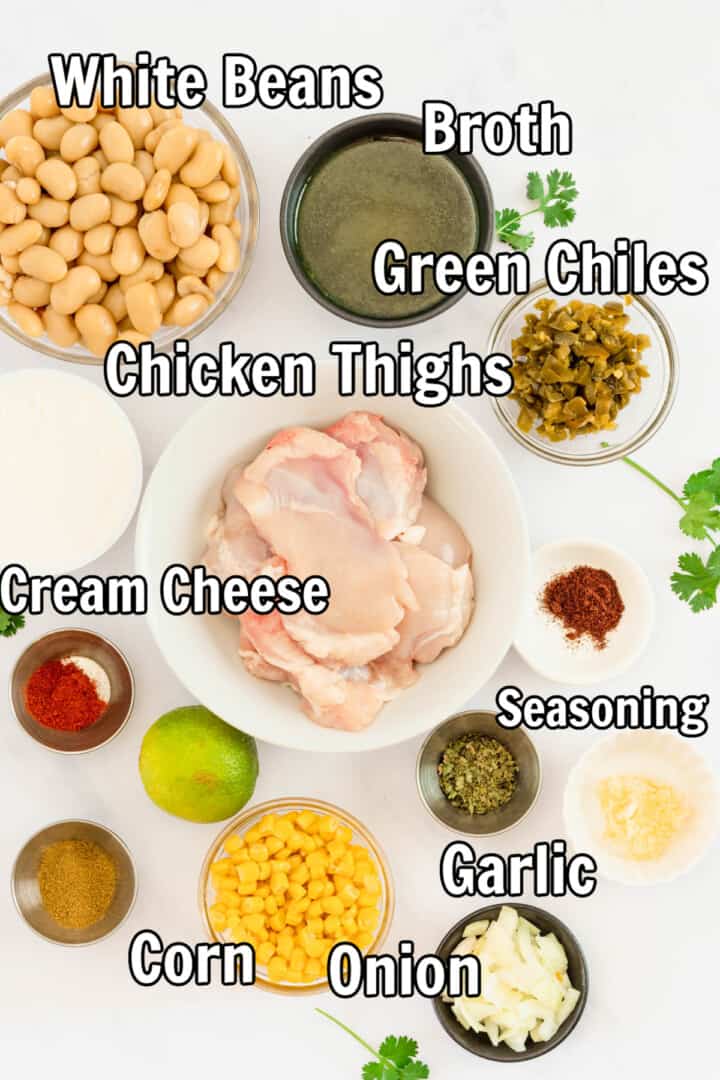 ingredients for the chicken chili.