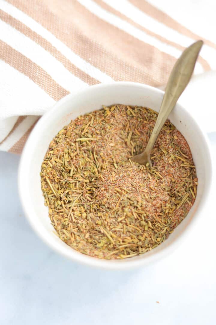 seasonings mixed together in white bowl.