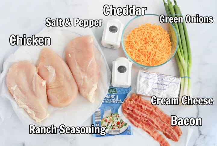 ingredients for baked crack chicken breasts.